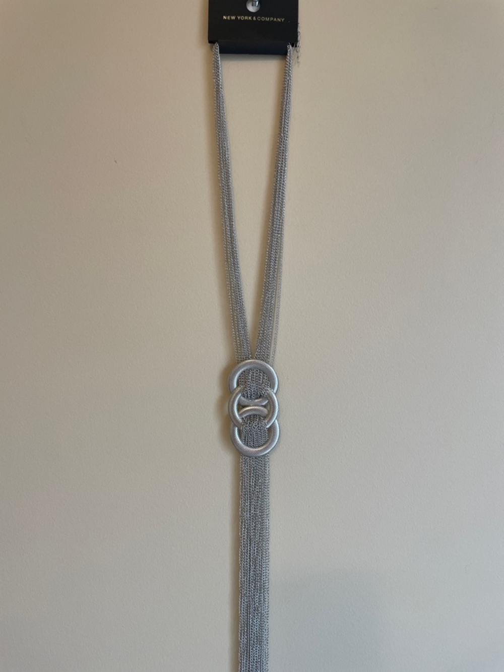 New York & Company Silver Multi-Strand Loop Tassel Necklace